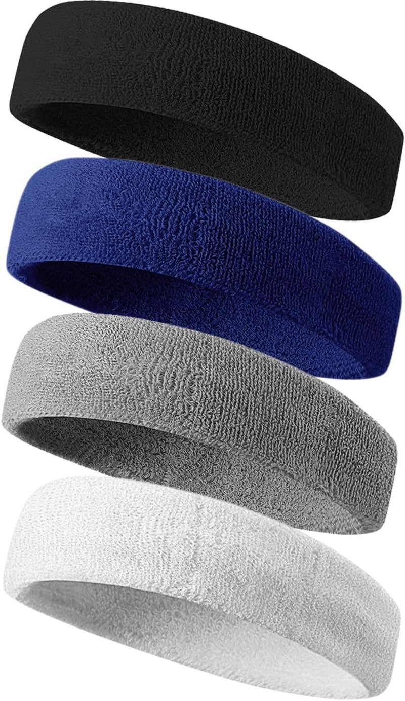 Tanluhu Sweatbands Sport Headbands for Men & Women,Terry Cloth Sweat Band for Tennis, Running, Basketball, Working Out, Execise - Athletic Sweat Cotton Headband Outdoor - Image 1
